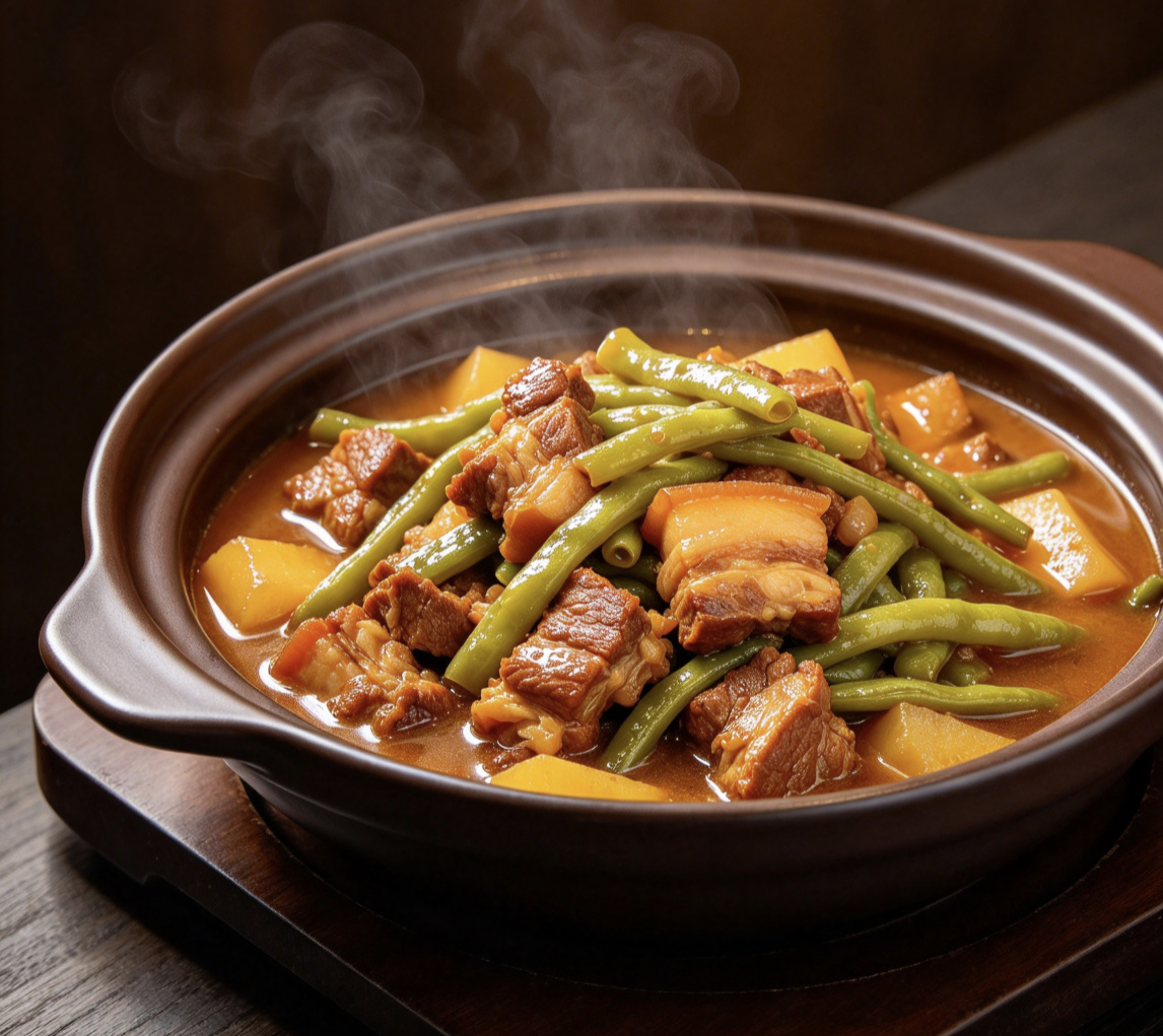 正宗东北猪肉炖豆角成品图
