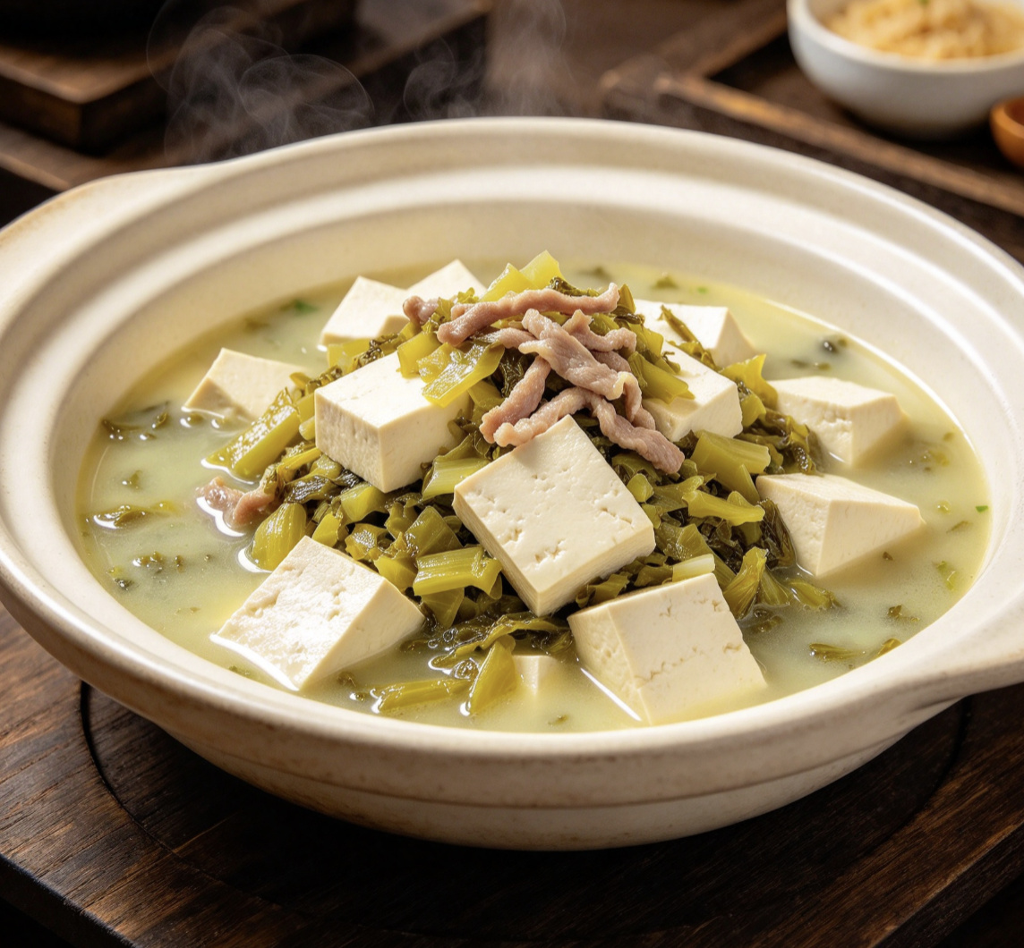 正宗东北雪菜炖豆腐成品图