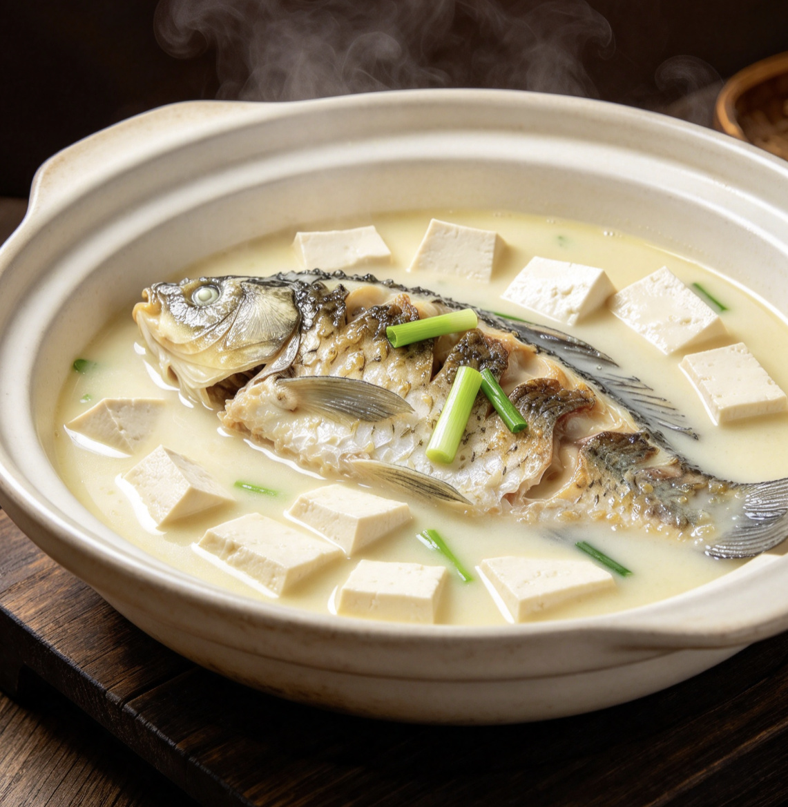 正宗东北鲫鱼炖豆腐成品图