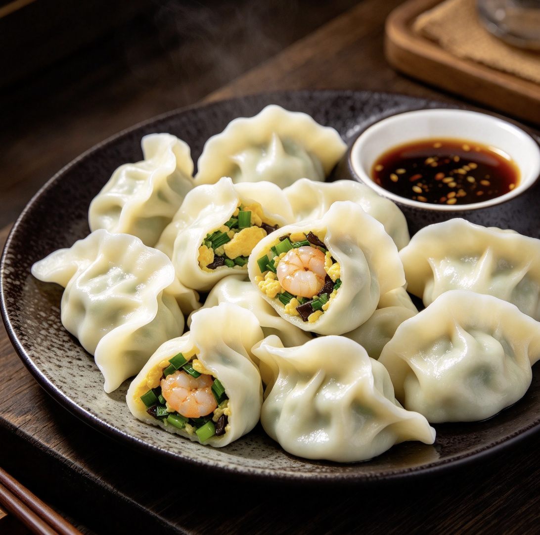 正宗东北三鲜馅饺子成品图